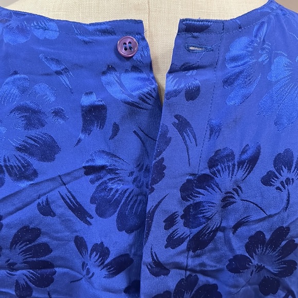 Vintage GUMP’S Silk Floral 3 Piece skirt Set Blue size 8 - Picture 12 of 17